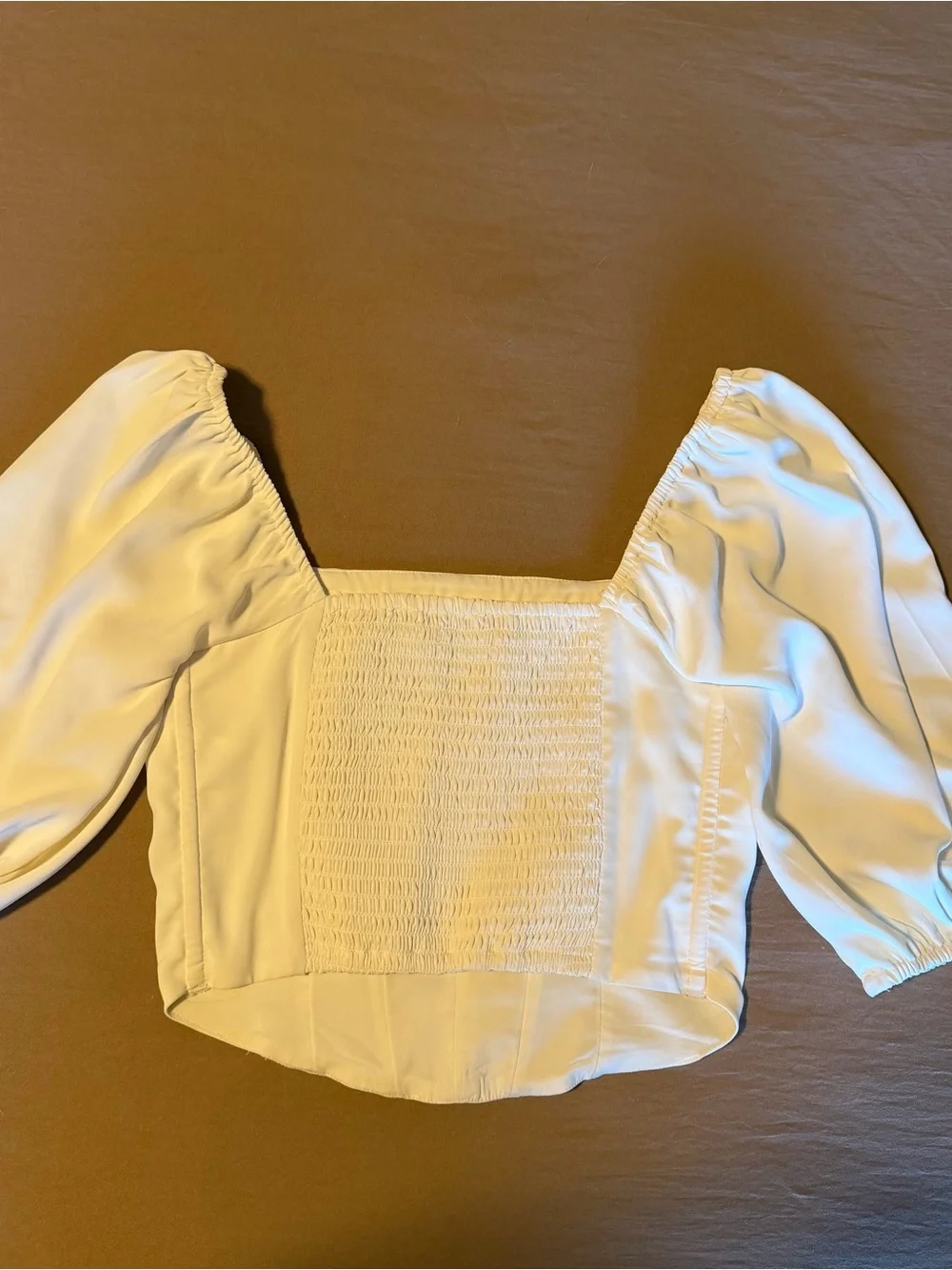 Abercrombie & Fitch Ivory Square Neck Puff Sleeve Top